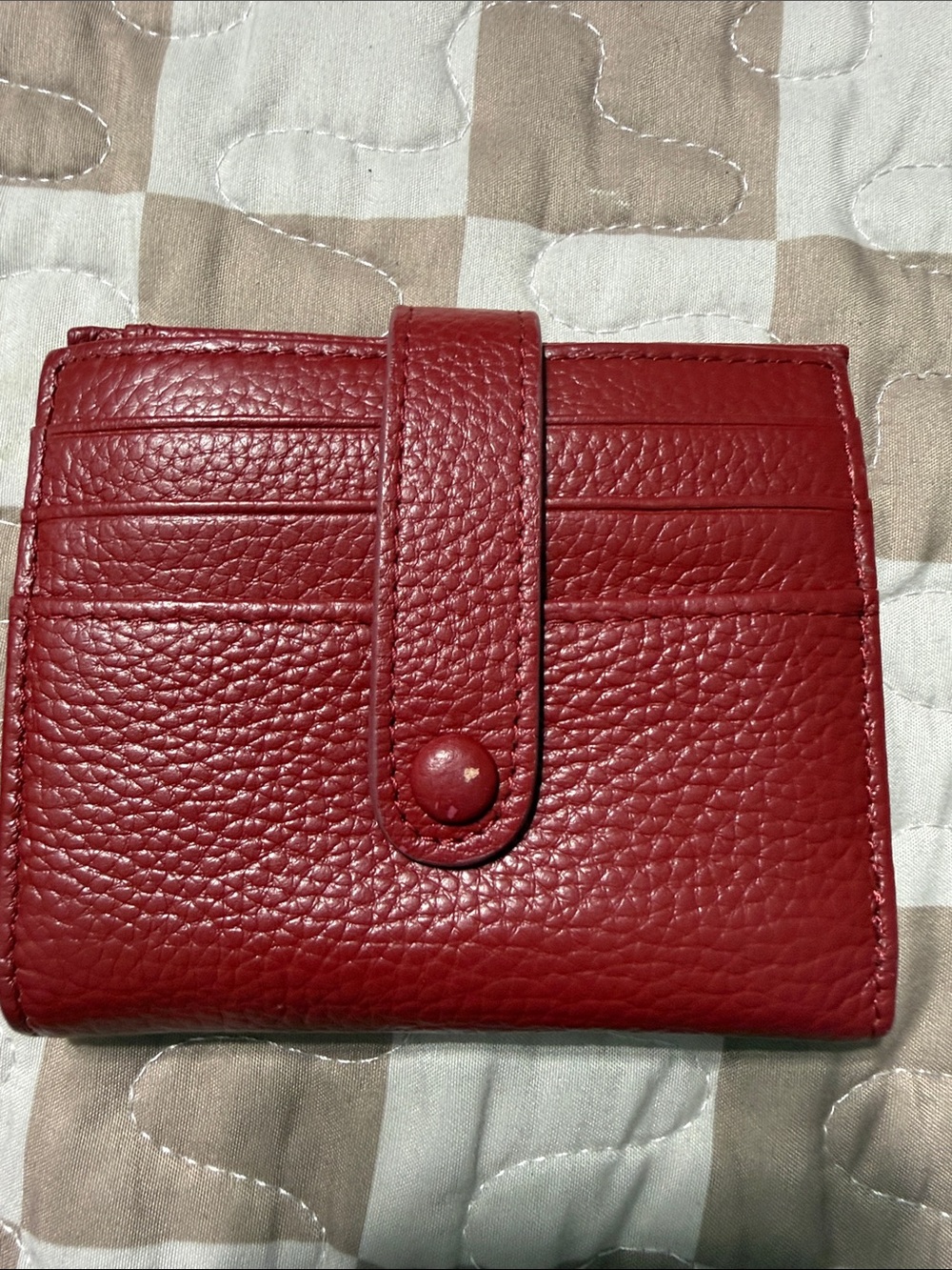 Compact Red Leather Women's Wallet - Classic Card Organizer